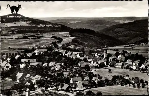 Ak Strümpfelbrunn Waldbrunn Odenwald, Gesamtansicht, Katzenbuckel