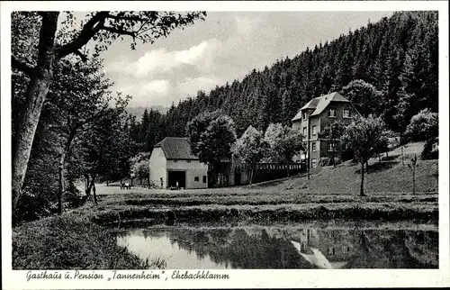 Ak Gondershausen im Hunsrück, Gasthaus Pension Tannenheim, Ehrbachklamm, Bes. Schmehl