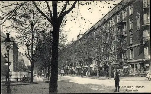 Ak Hamburg Mitte Hamm, Ritterstraße, Straßenpartie, Gebäude