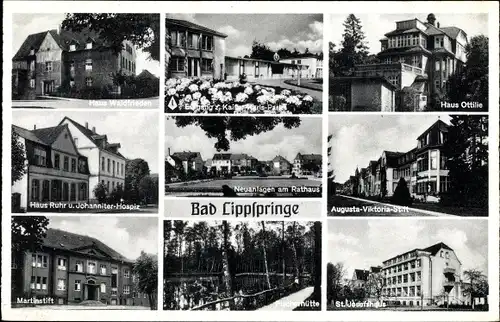 Ak Bad Lippspringe im Kreis Paderborn, Haus Waldfrieden, St Josefshaus, Martinstift, Haus Ruhr