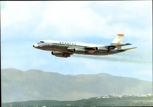 Ak Spanisches Passagierflugzeug der Spantax, Convair CV 990 A Coronado