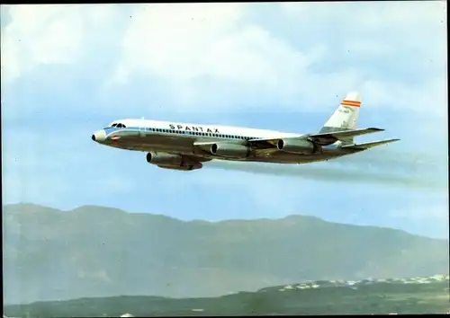 Ak Spanisches Passagierflugzeug der Spantax, Convair CV 990 A Coronado