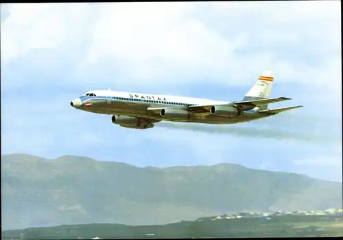 Ak Spanisches Passagierflugzeug der Spantax, Convair CV 990 A Coronado