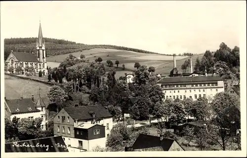 Foto Ak Rechenberg Bienenmühle Erzgebirge, Teilansicht mit Kirche