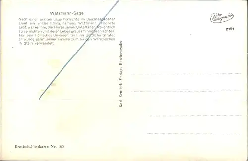 Künstler Ak Berchtesgaden in Oberbayern, Watzmann, Berggesichter