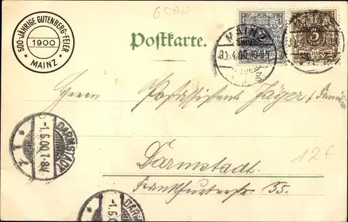 Künstler Ak Mainz am Rhein, Gutenbergfeier, Johann Gensfleisch zu Gutenberg