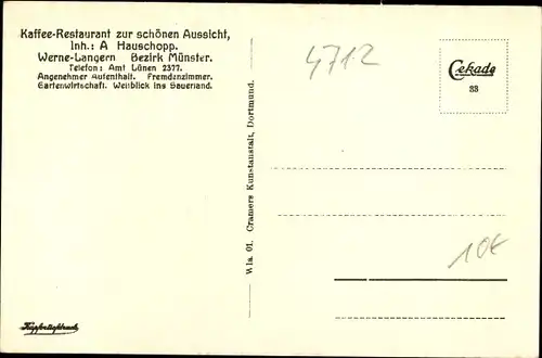 Ak Langern Werne in Westfalen, Café zur schönen Aussicht