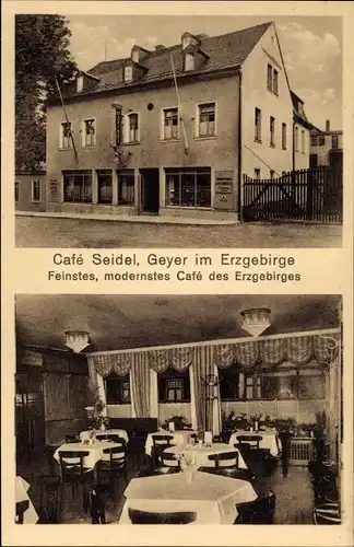 Ak Geyer im Erzgebirge Sachsen, Café Seidel, Innenansicht, Saal