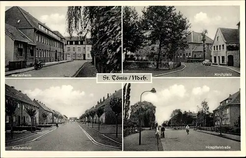 Ak Sankt Tönis Tönisvorst am Niederrhein, Kirchplatz, Hospitalstraße, Kirchenfeld, Marienheim