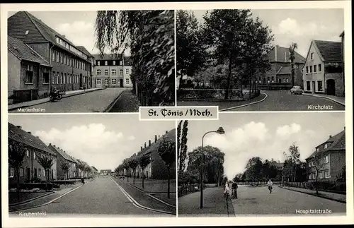 Ak Sankt Tönis Tönisvorst am Niederrhein, Kirchplatz, Hospitalstraße, Kirchenfeld, Marienheim