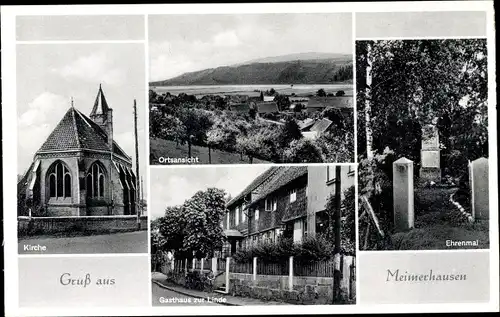 Ak Meimerhausen Freden an der Leine in Niedersachsen, Kirche, Gasthof zur Linde, Ehrenmal, Ort