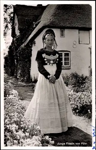 Ak Insel Föhr Nordfriesland, Junge Friesin in Volkstracht