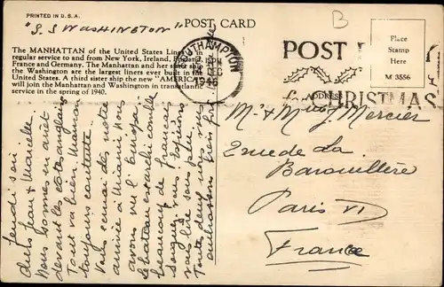 Ak Dampfer SS Manhattan, USL