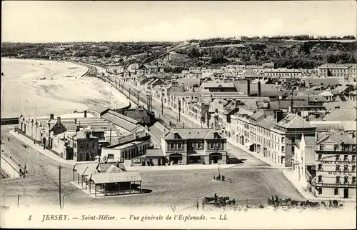 Ak Heliers Jersey Kanalinseln, Vue generale de l'Esplanade