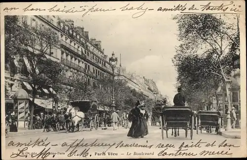 Ak Paris I., Paris Vecu, Le Boulevard, Kutschen