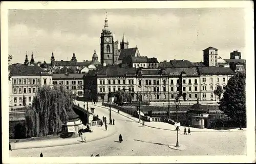 Ak Hradec Králové Königgrätz Stadt, Straßenpartie, Teilansicht