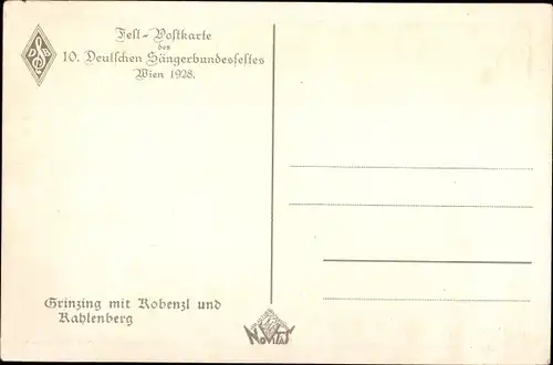 Künstler Ak Wien 19 Döbling Grinzing, 10. Deutsches Sängerbundesfest 1928, Robenzl, Rablenberg