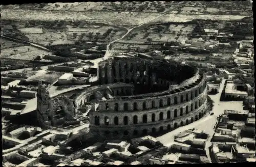 Ak El Djem Algerien, Le Coliseum Vue aerienne