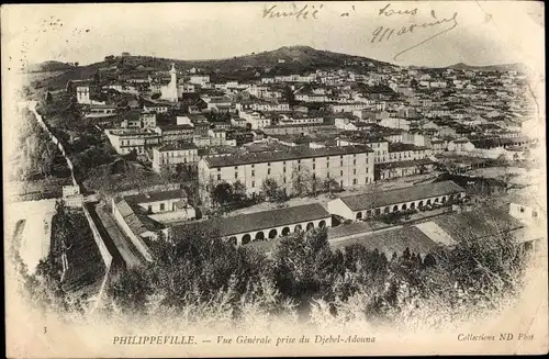 Ak Philippeville Algerien, Vue générale prise du Djebel Adouna