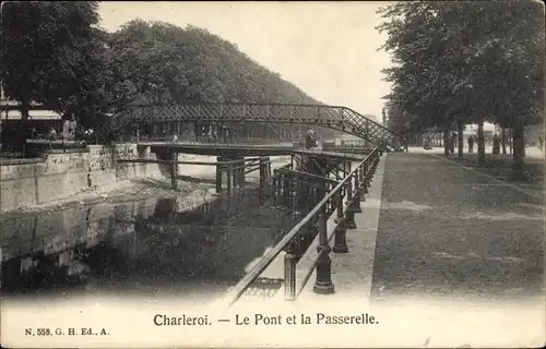 Ak Charleroi Wallonien Hennegau, Le Pont et la Passerelle