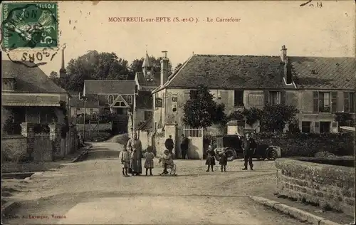 Ak Montreuil sur Epte Val-d’Oise, Le Carrefour