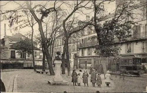 Ak Créteil Val de Marne, Place de la Mairie, Straßenbahn