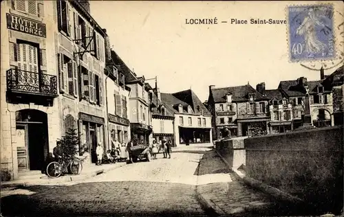 Ak Locminé Morbihan, Hotel Le Dorze, Straßenpartie