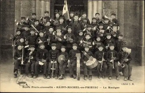 Ak Saint Michel en Priziac Morbihan, Ecole Professionnelle, la Musique, Gruppenbild, Klasse