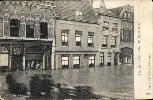Ak Vlissingen Zeeland Niederlande, De Watersnood 1906, Hochwasser