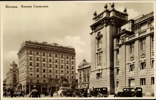 Ak Belgrad Beograd Serbien, Straßenpartie, Denkmal