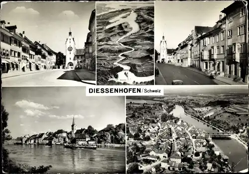 Ak Diessenhofen Kanton Thurgau, Straßenpartie, Teilansicht, Fliegeraufnahme