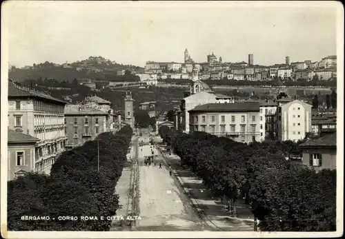 Ak Bergamo Alta Lombardia, Corso Roma e Citta Alta