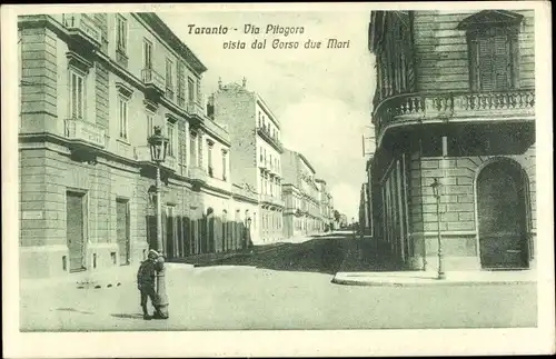 Ak Tarent Taranto Puglia, Via Pitagora vista dal Corso due Mari
