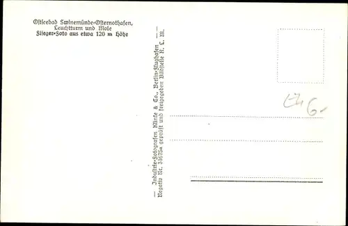 Ak Warszów Osternothafen Świnoujście Swinemünde Pommern, Leuchtturm und Mole, Klinke & Co 9657a