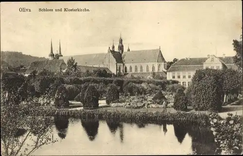 Ak Oliva Gdańsk Danzig, Schloss und Klosterkirche