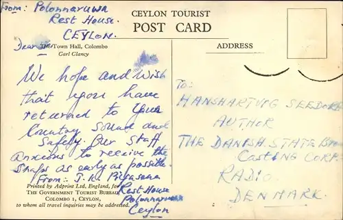 Ak Colombo Ceylon Sri Lanka, Town Hall