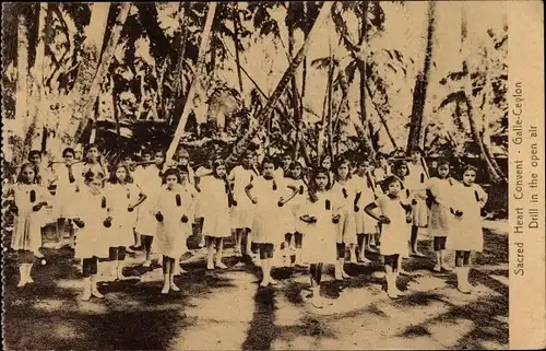 Ak Galle Ceylon Sri Lanka, Sacred Heart Convent, Drill in the open air