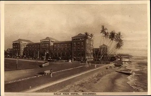 Ak Colombo Ceylon Sri Lanka, Galle Face Hotel, Küstenpartie
