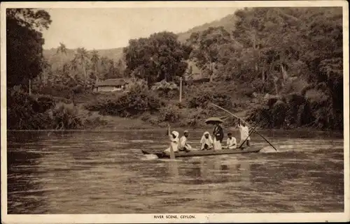 Ak Ceylon Sri Lanka, River Scene