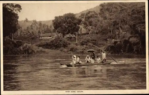 Ak Ceylon Sri Lanka, River Scene