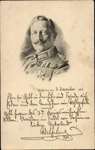 Ak Kaiser Wilhelm II., Portrait, Zitat, Weihnachtsgruß