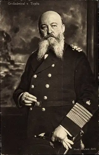 Ak Großadmiral Alfred von Tirpitz, Nachfolger Hollmanns, Portrait, Wohlfahrtskarte