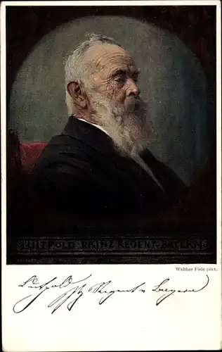 Ganzsachen Künstler Ak Firle, Walther, Prinzregent Luitpold von Bayern, Portrait