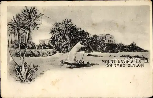 Ak Colombo Ceylon Sri Lanka, Mount Lavinia Hotel, Segelboot