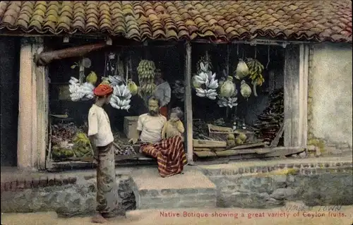 Ak Ceylon Sri Lanka, Native Boutique showing a great variety of Ceylon fruits