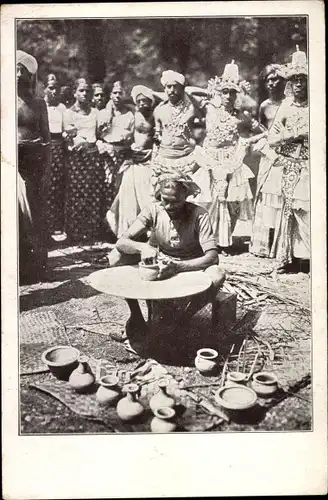 Ak Hamburg Eimsbüttel Stellingen, John Hagenbeck's Ceylon, Singhalesischer Töpfer