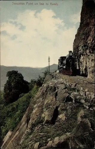 Ak Kandy Sri Lanka Ceylon, Sensation Point on line, Eisenbahn