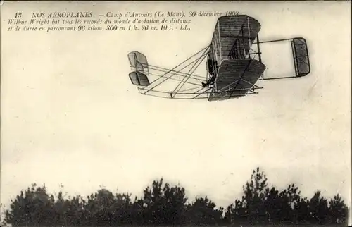 Ak Aviation, Nos Aeroplanes, Camp d'Auvours Le Mans, Flugzeug, Aeroplane Wilburg Wright, 1908