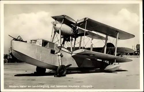 Ak Niederländisches Wasserflugzeug, Für Wasser und Land, Einklappbare Flügel