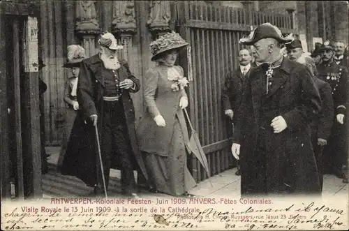Ak Anvers Antwerpen Flandern, Koloniale Feesten, Fetes Coloniales 1909, Visite Royale, Cathedrale